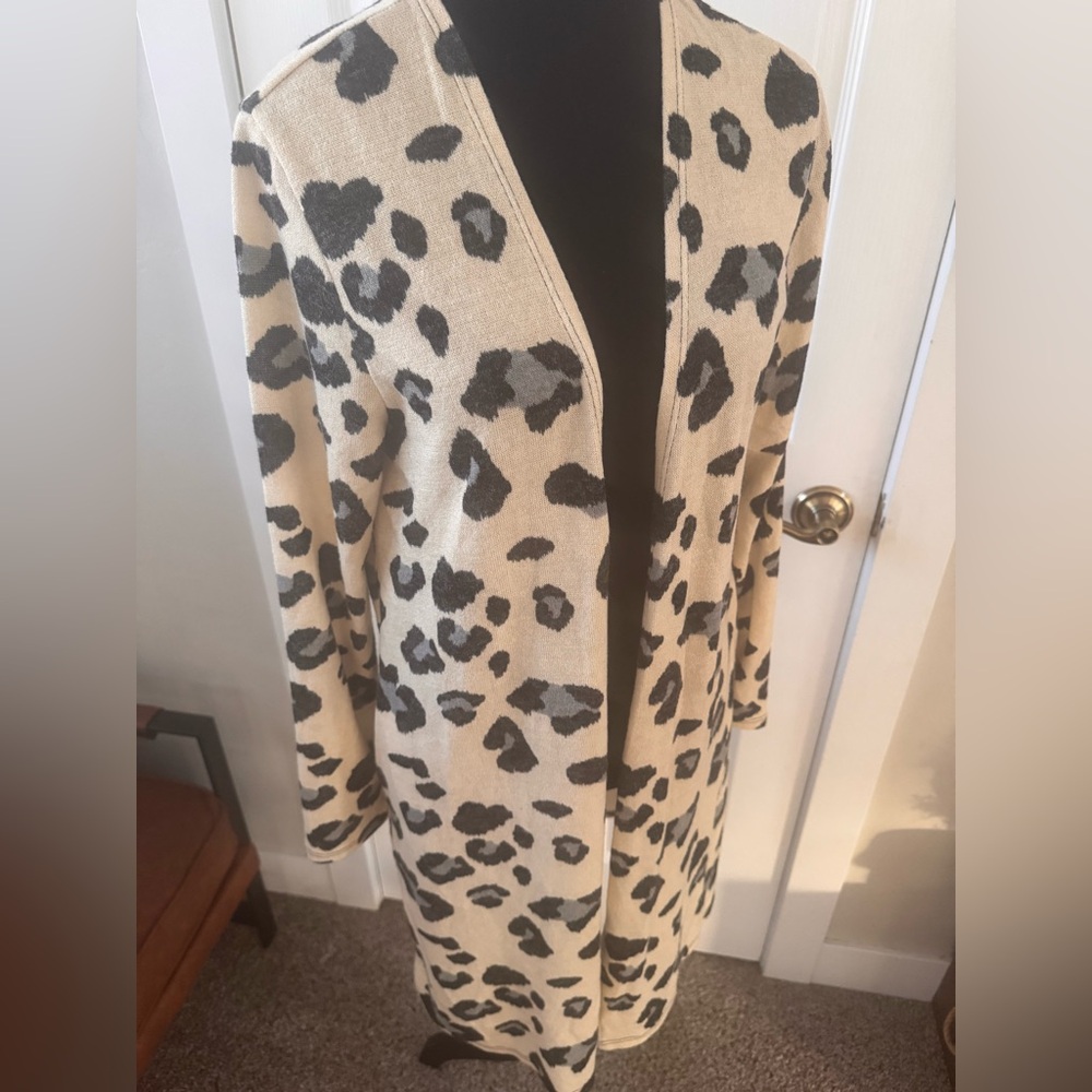 Honeyme Black and Cream Animal Print Cardigan